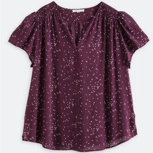Monday Fun Short Sleeve Deep Purple Blouse - 2X